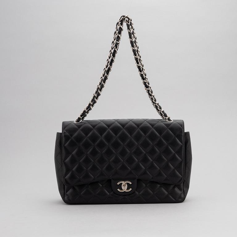 Chanel, a black caviar leather 'Double Flap Bag Jumbo', 2011.