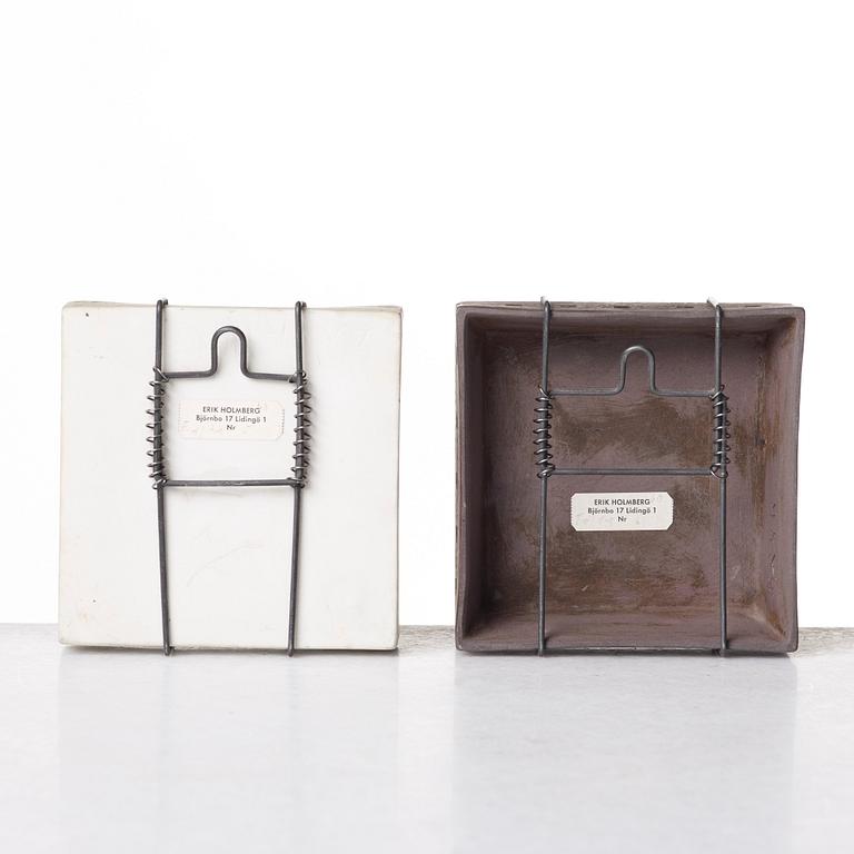 Rut Bryk, two stoneware plaques, Arabia, Finland late 1950's.