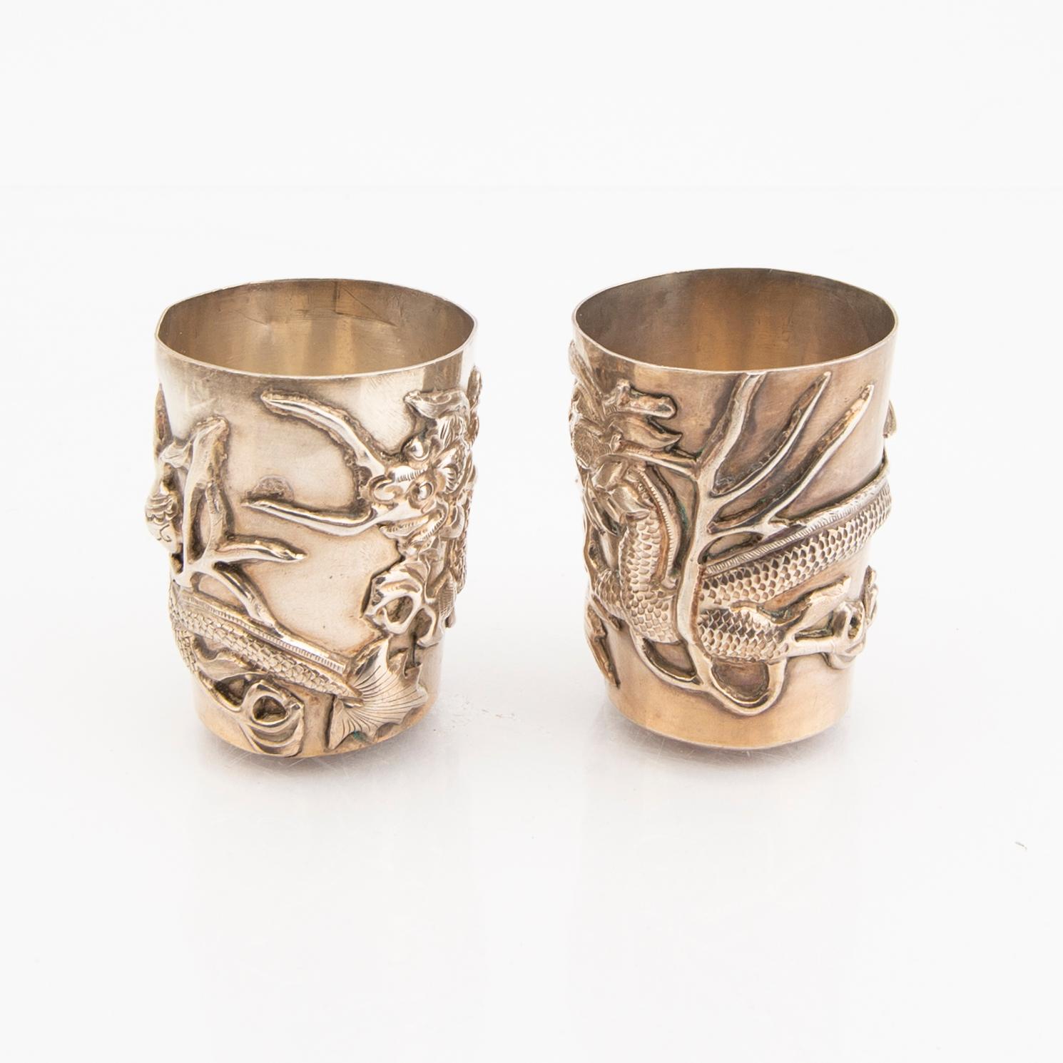 An early 20th century set of six different Japanese silver objects total weight 622 grams.