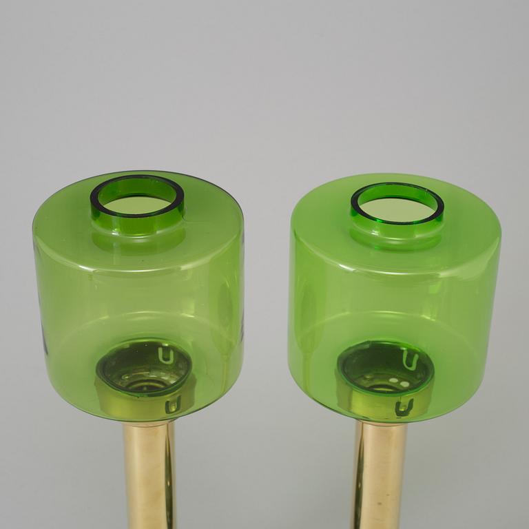 ÖSTLINGS, Gnosjö,  ljuslyktor/ljusstakar, ett par, mässing och glas, 1960-tal.