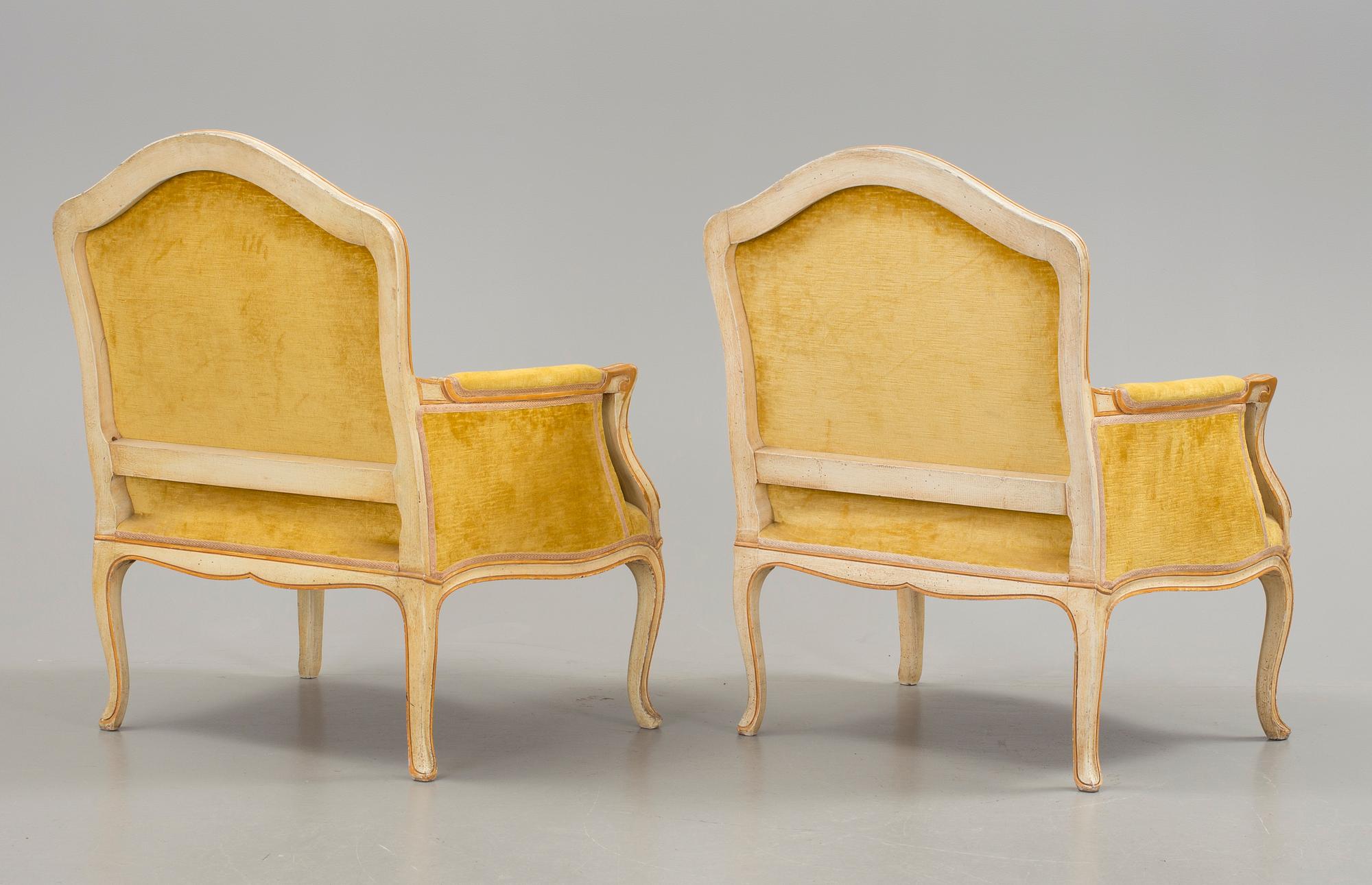 BERGÈRER, ett par, rokokostil, 1900-tal.