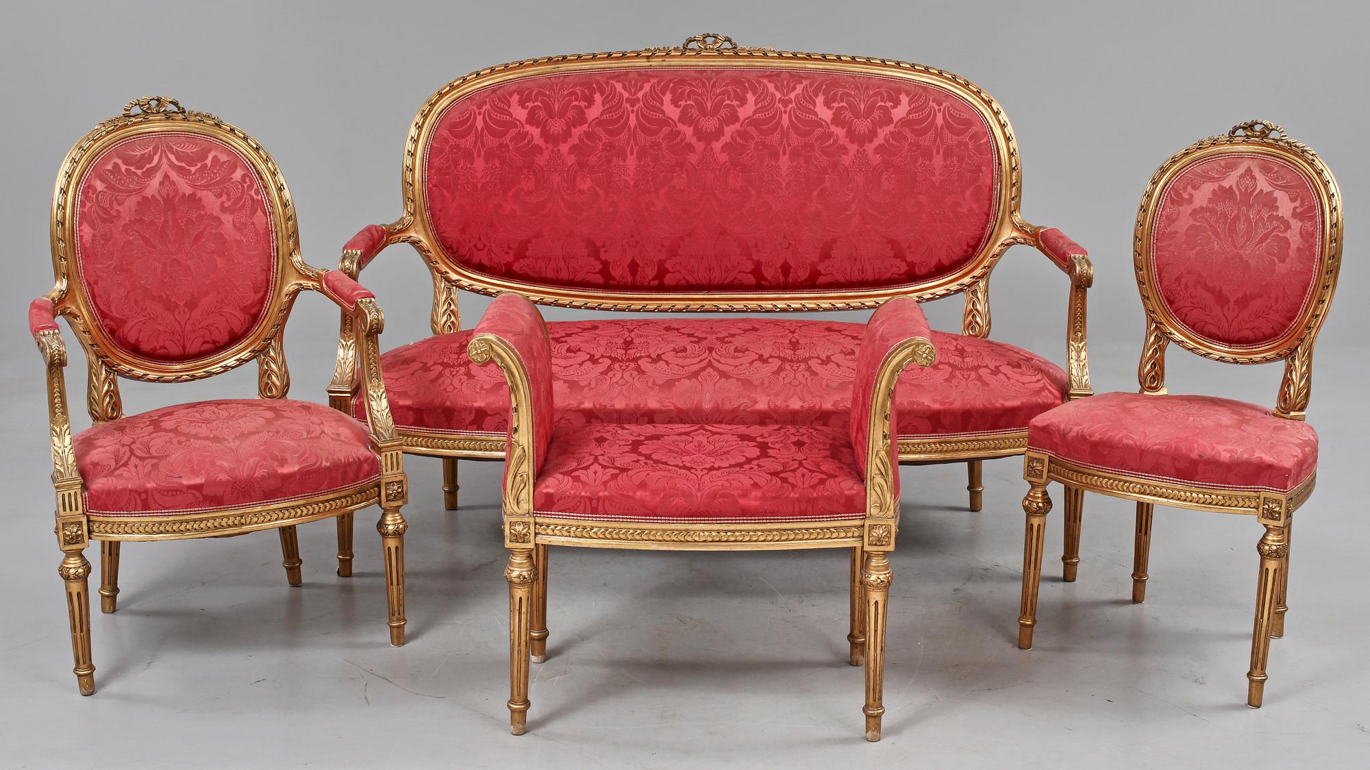 SALONGSMÖBEL, 10 delar, Louis XVI-stil, 1900-tal.