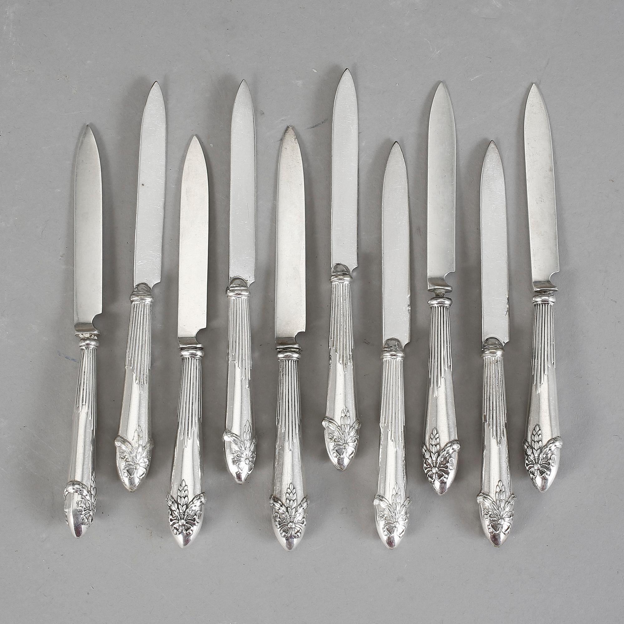 KNIVAR, silver, 12+5 st, "Empire", CG Hallberg, Stockholm, 1910.