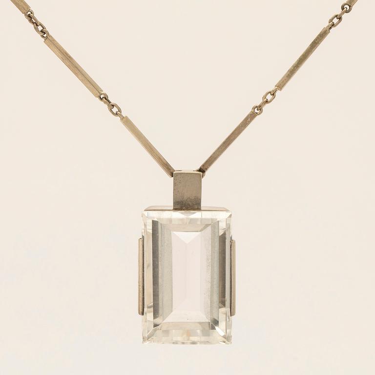 Ateljé Stigbert, Necklace with rock crystal and bracelet, sterling silver, 1949.