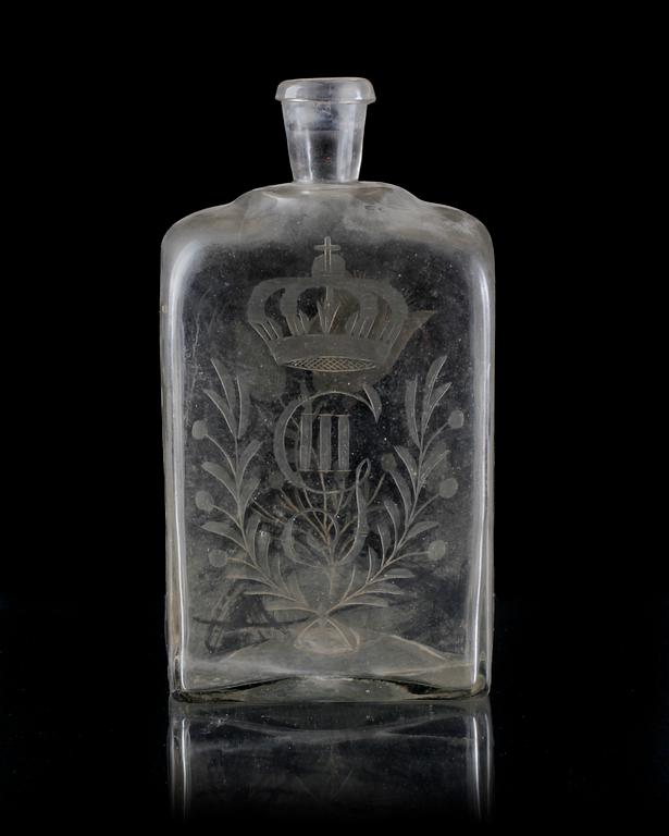 FLASKA, glas, 1800-talets första hälft.