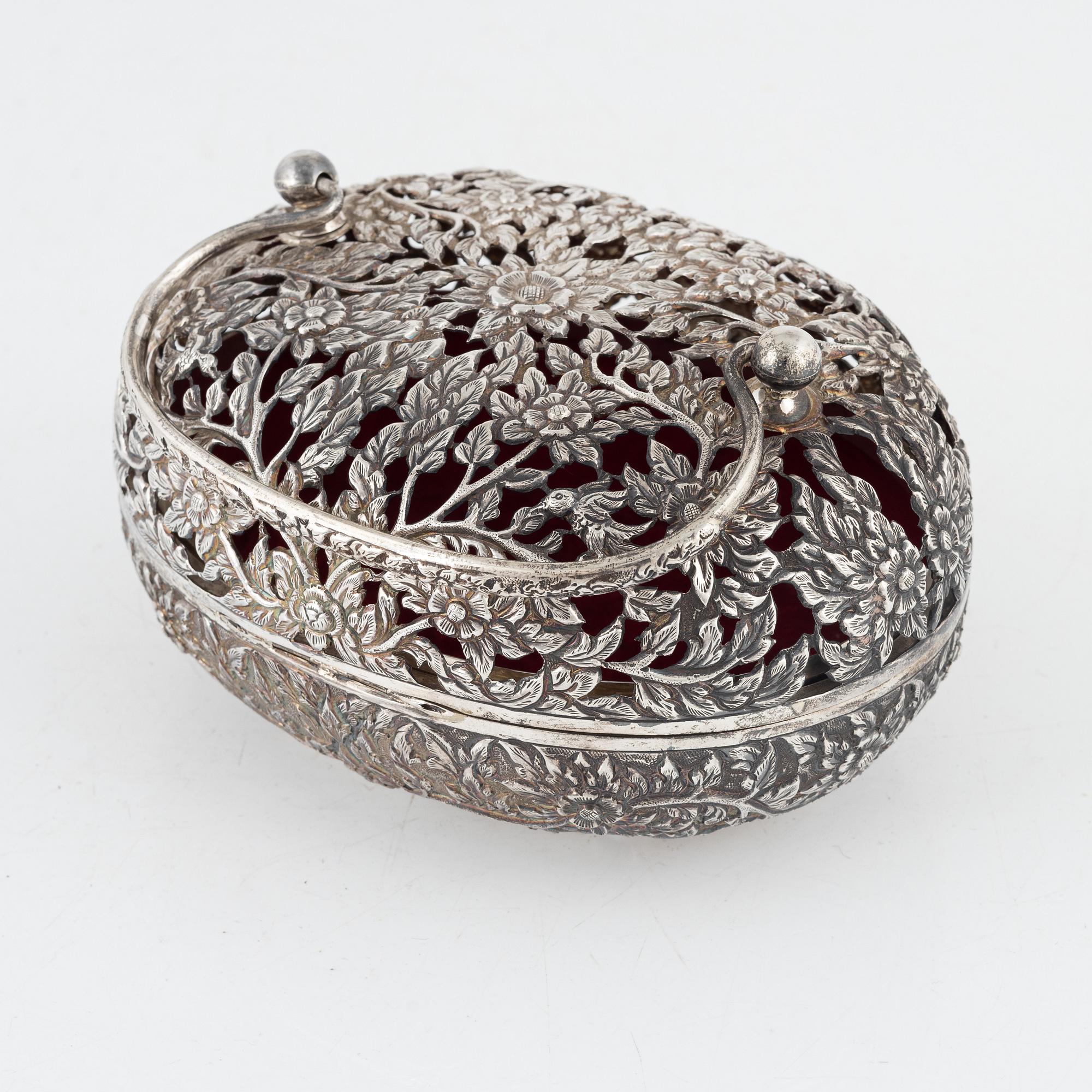 A Sterling Silver Casket, Thailand.