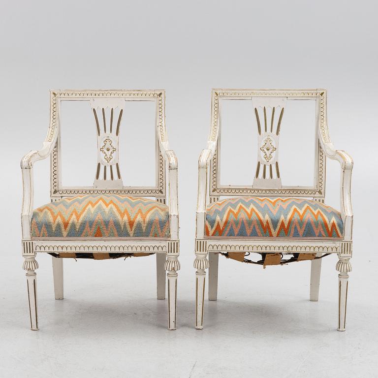 A pair of Gustavian chairs, circa 1800.