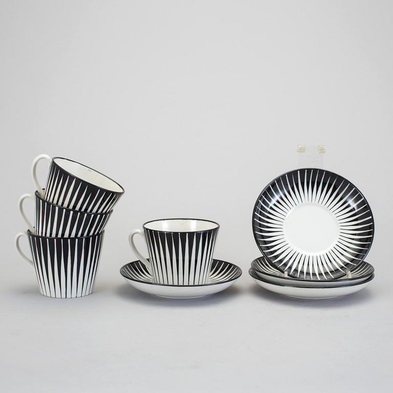 EUGEN TROST, koppar med fat, 4 st, "Zebra", Gefle, 1955-67.
