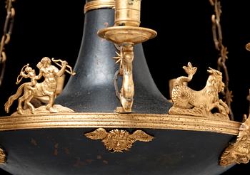 An Empire early 19th century nine-light hanging lamp.