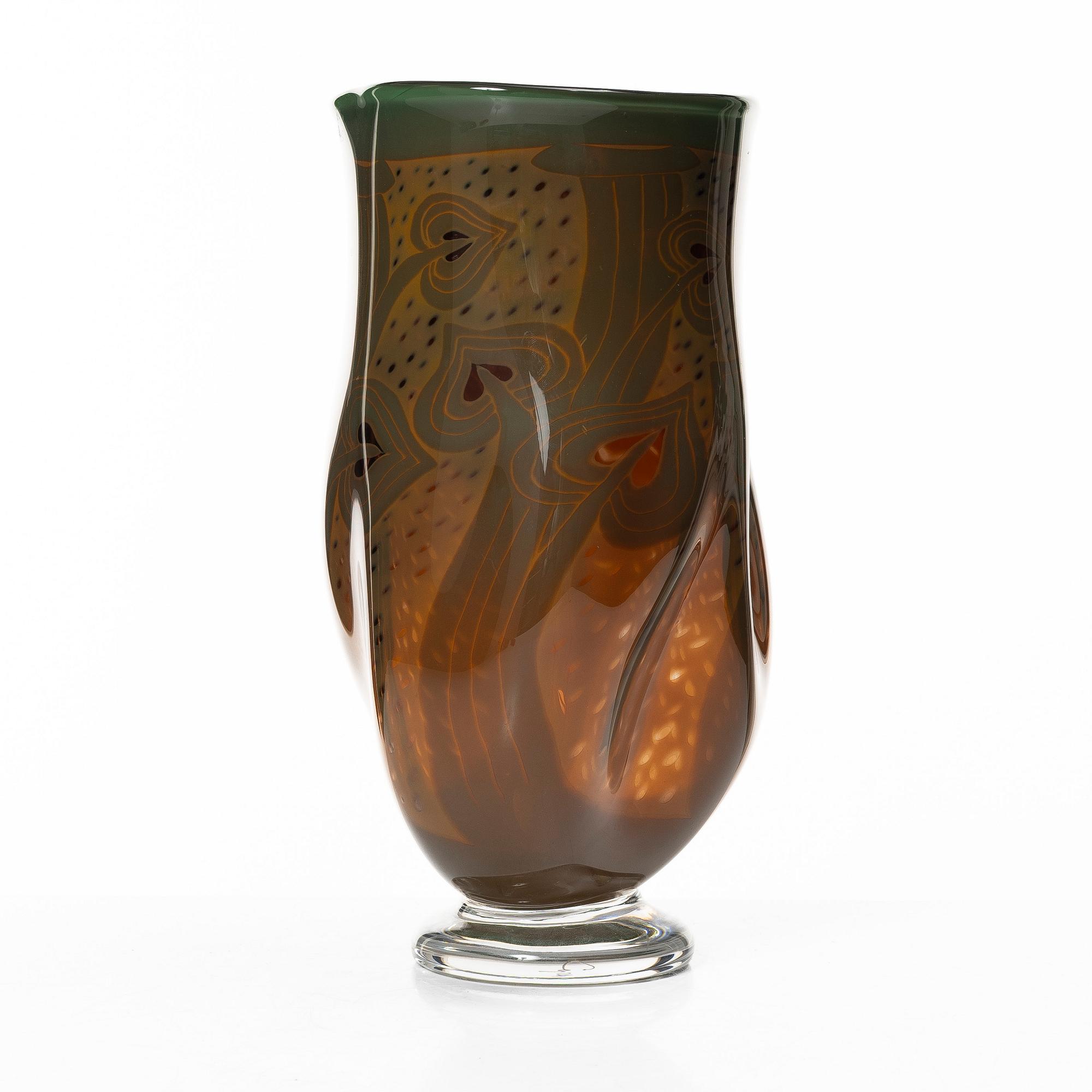Gunnar Cyrén, vase, Graal, Orrefors 1989.