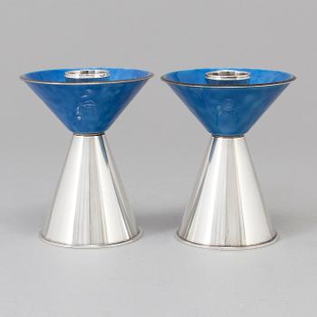 A pair of sterlingsilver candleholders, WA Bolin, Stockholm 1967. Weight ca 311 grams.