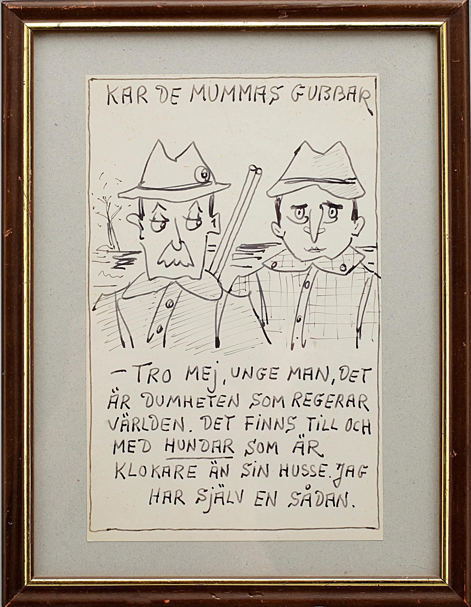 ERIK (KAR DE MUMMA) ZETTERSTRÖM, 3 st teckningar, sign o dat -74 samt 1993.