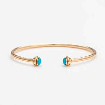 Piaget, A "Possession" bracelet made of 18K gold with turquoises. Marked Piaget R58367, 15.