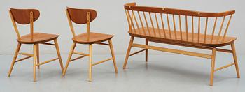 SOFFA OCH STOLAR, 3 delar, “Florett nr 150”, AB Bröderna Wigells stolfabrik, omkring 1900-talets mitt.