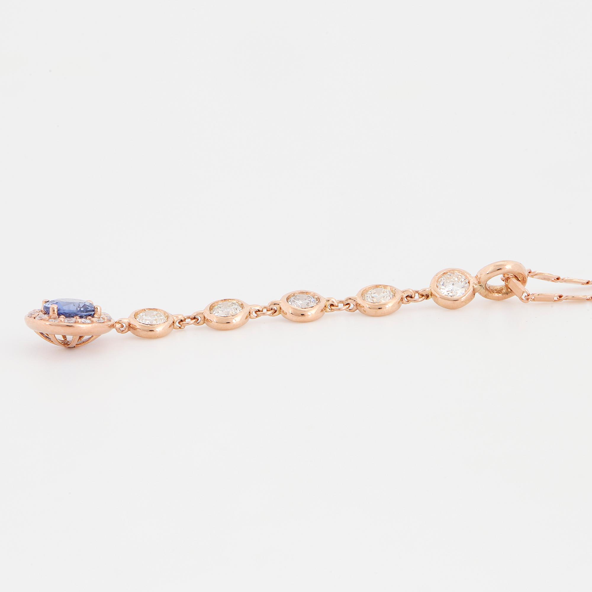 Sapphire and brilliant-cut diamond necklace.