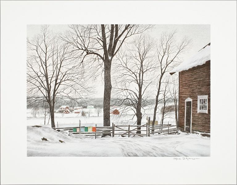 REINHOLD LJUNGGREN, mappen "Vinter", 5 st färglitografier. Sign o numr 188/310. 1983-84.