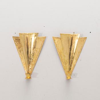 A pair of Lars Holmström brass wall scones mid 1900s.