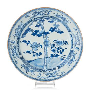 1181. A blue and white charger, Qing dynasty, Qianlong (1736-95).