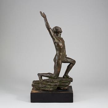 DAVID WRETLING, sculpture. Signed and dated. Foundry mark. Bronze.