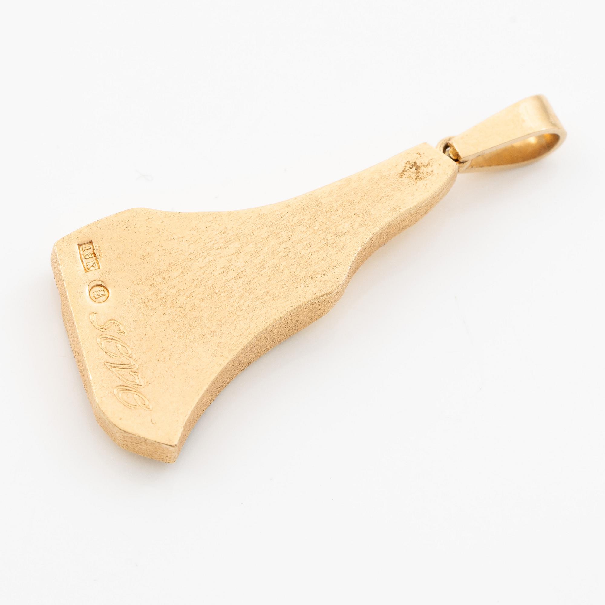 Pendant, 18K gold with small brilliant-cut diamonds.
