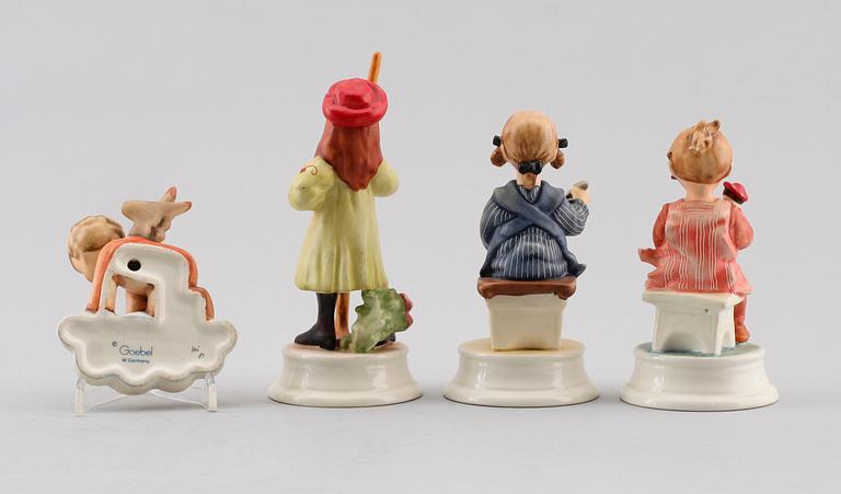 FIGURER, 4 st, porslin, Goebel, Tyskland.