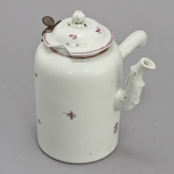 KAFFEKANNA, samt KAFFEKOPPAR, 2 st, porslin, Kina, 1700/1800-tal.