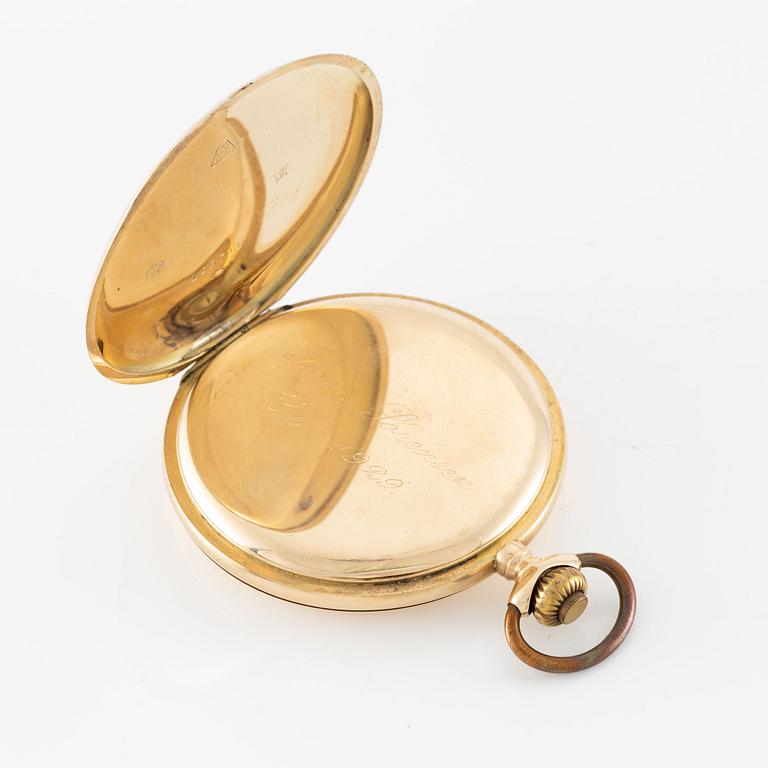 Fickur, savonett, 14K guld, 56 mm.