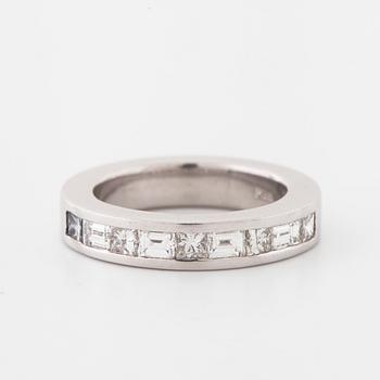 A princess- and baguette-cut diamond ring.