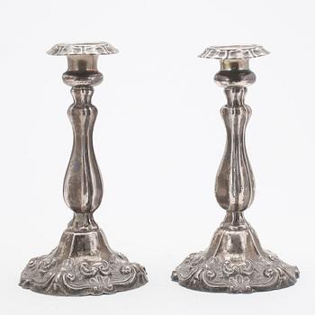 LJUSSTAKAR, ett par, nyrokoko, silver, 1849.