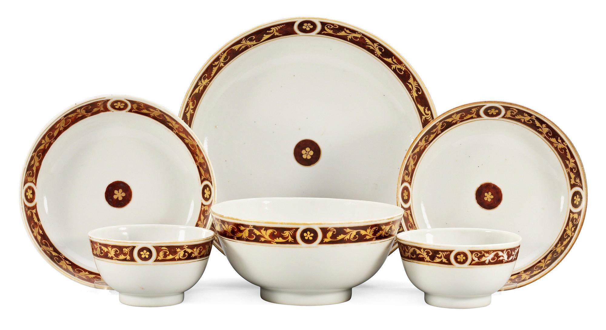 SERVISDELAR, 7 st, kompaniporslin. Qing dynastin, Jiaqing (1796-1820).