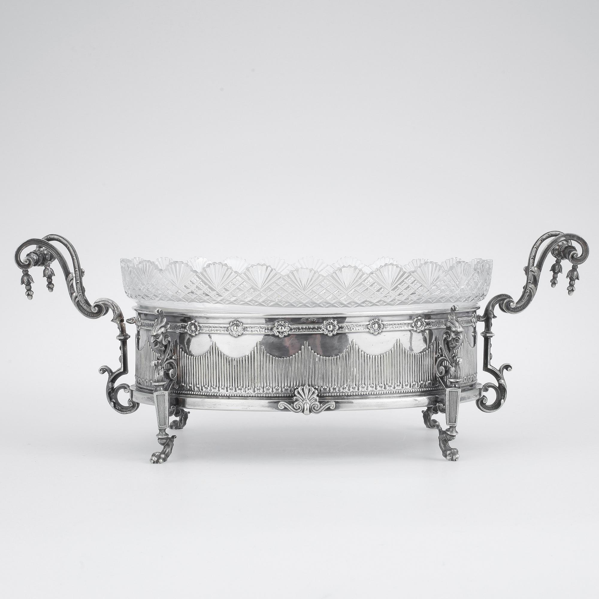 JARDINJÄR, nysilver, glas, nyrenässans, sent 1800-tal.