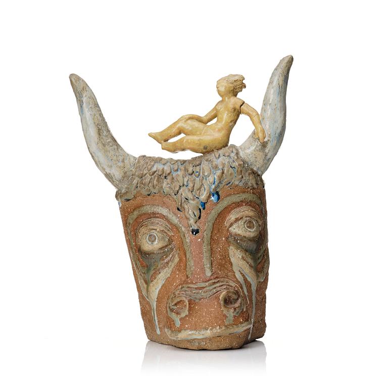 Stig Lindberg, a stoneware sculpture of 'Europe and the bull', Gustavsberg studio, Sweden 1940s.