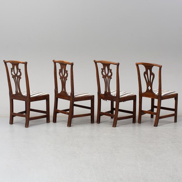 Four Chippendale chairs, England, 18th Century.