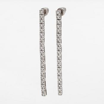 A pair of 18K white gold earrings, with diamonds totalling approximately 1.60 ct.