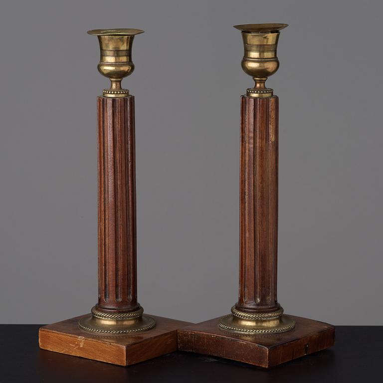A pair of late Gustavian late 18th century candlesticks.