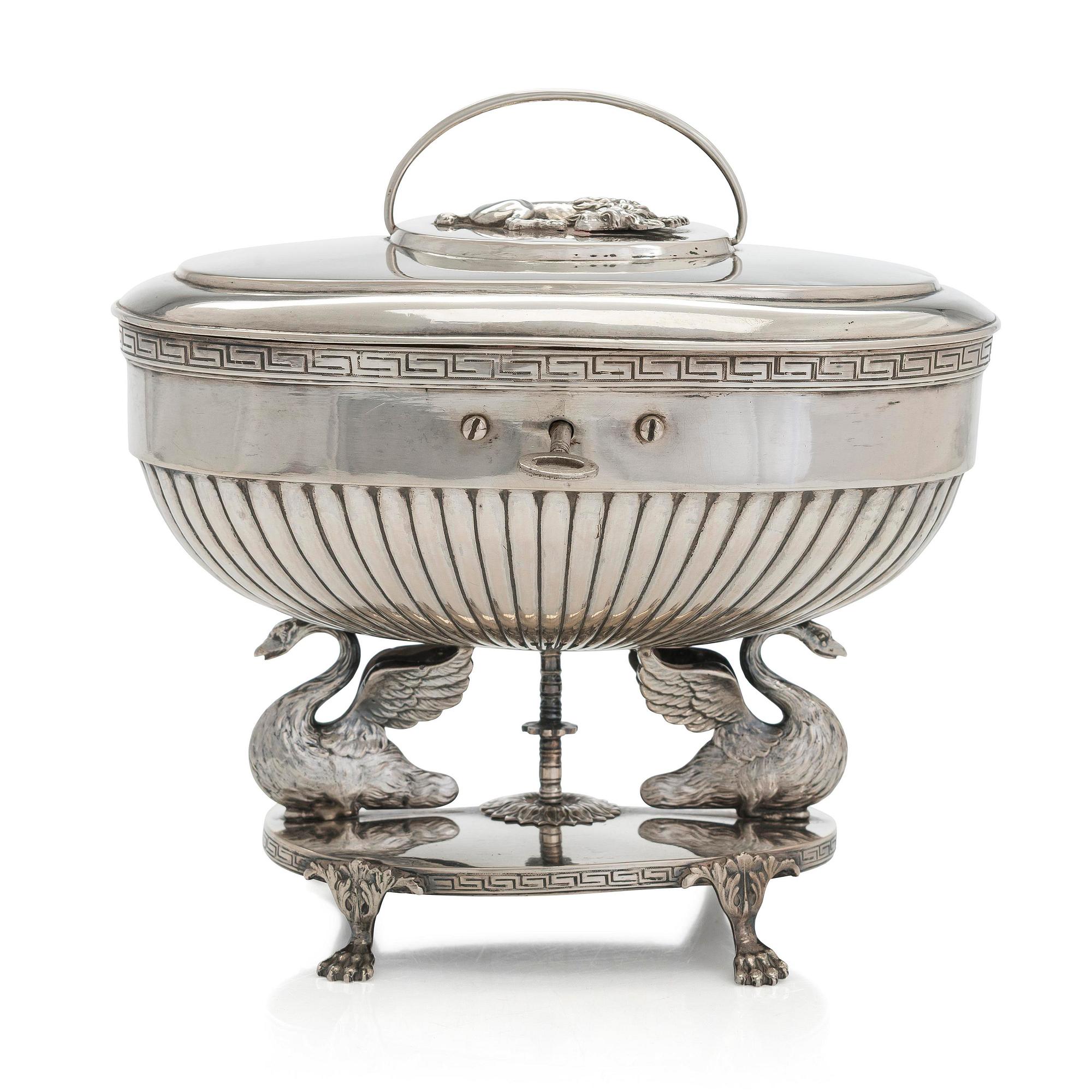 Johan Petter Grönvall, sockerskrin, silver, Stockholm, sannolikt kring 1820. Empir.