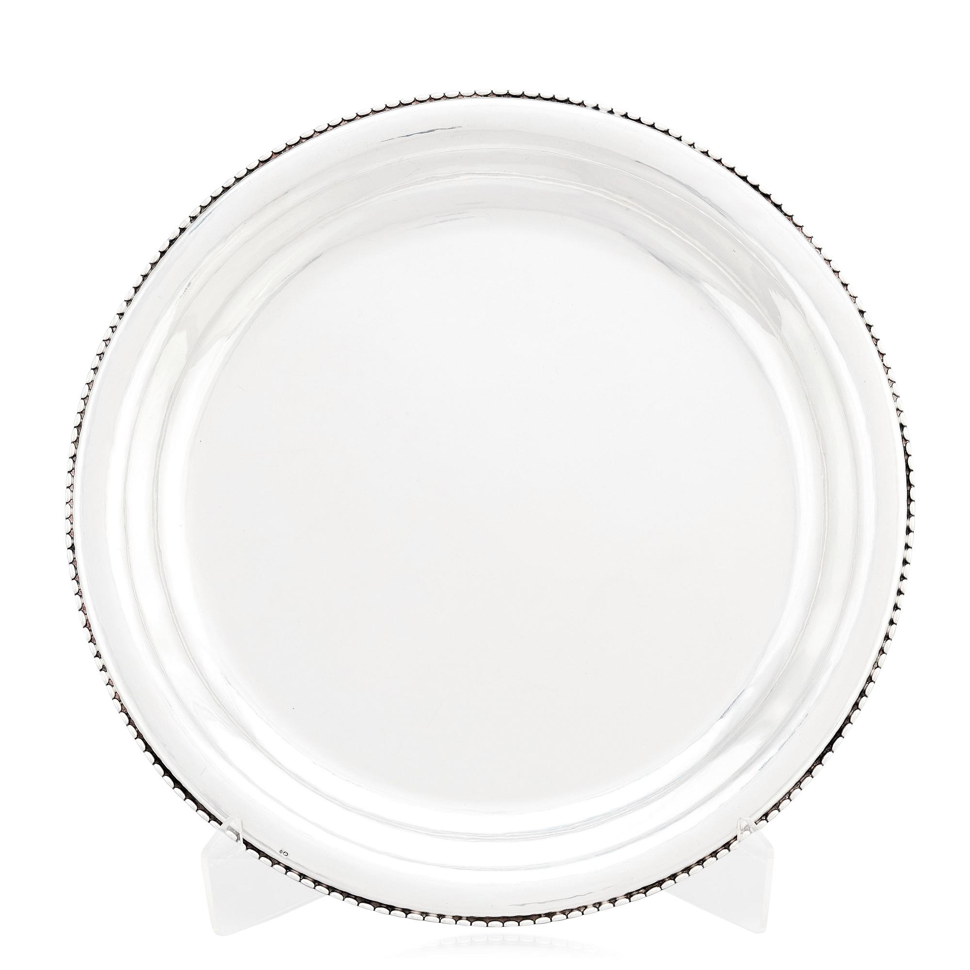 Georg Jensen, bricka, modell 290, Köpenhamn 1915-27, svenska importstämplar GABF.