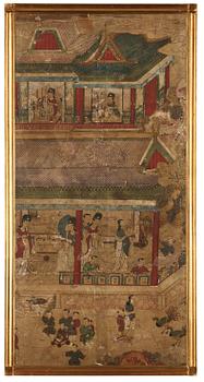 Two paintings with court-scenerys, ink and colour on paper, Qing dynasty, presumably 17th Century.