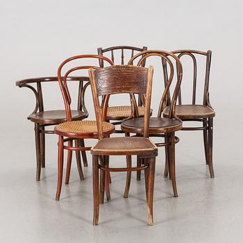 A SET OF 6 THONET STYLE CHAIRS, 20th century.