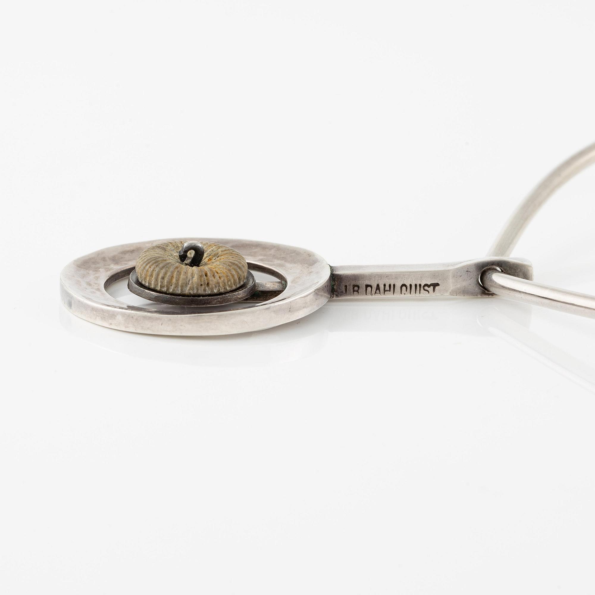 Inga-Britt "Ibe" Dahlquist, a necklace, silver with fossil, Visby 1966.