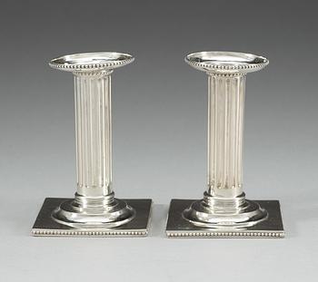 A pair of Swedish silver travel-candlesticks, makers mark of Nils Tornberg, Linköping 1796.