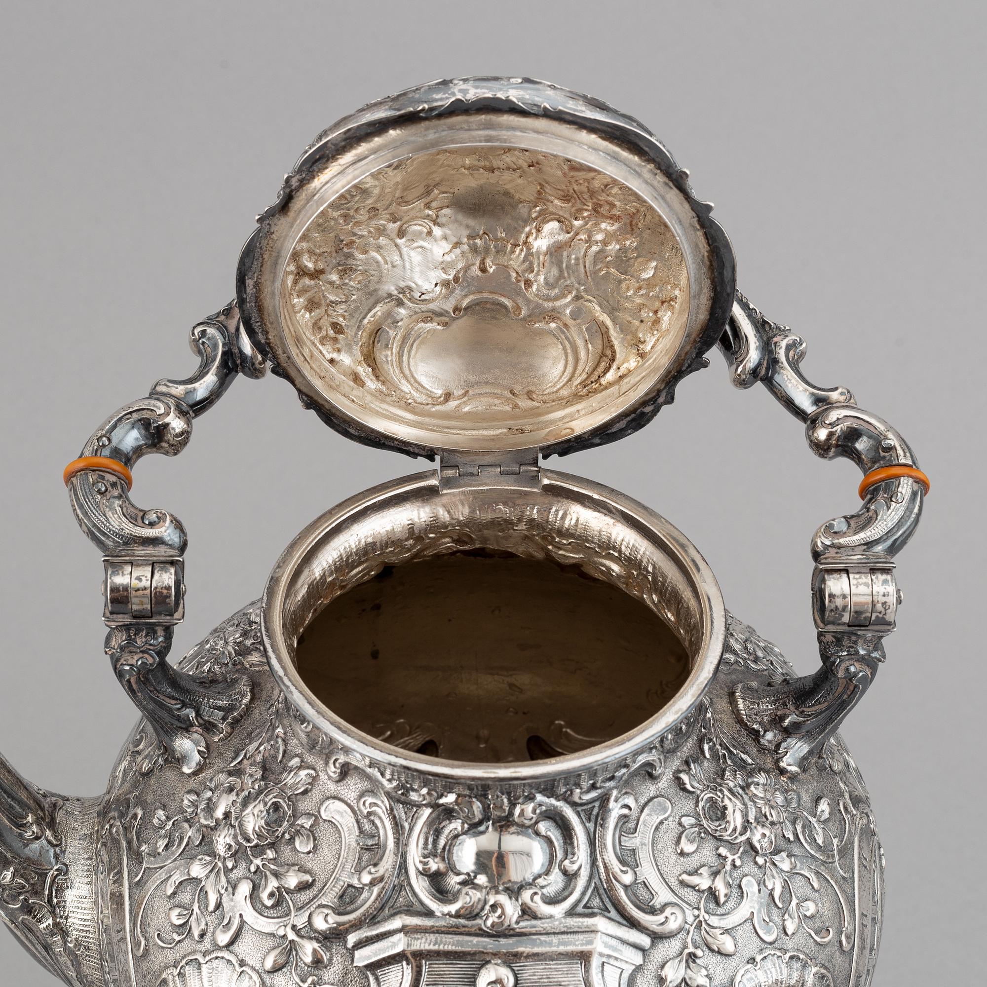 A German rococo style silver tea- and coffee service.