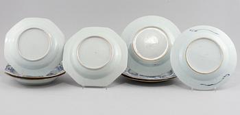 TALLRIKAR, 8 st, porslin, Kina, 1700-tal.