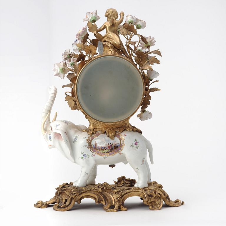 A porcelain and gilt bronze clock, presumably French, Samson, late 19th century.