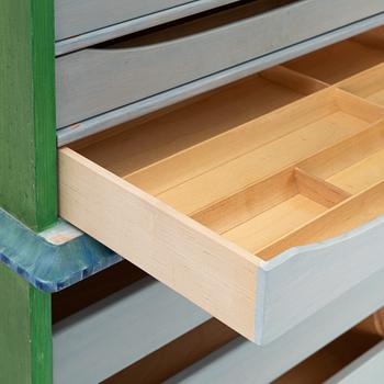 Carl Malmsten, cabinet, "Island", painted by Liselott Malmsten, Carl Malmsten AB, 1973.