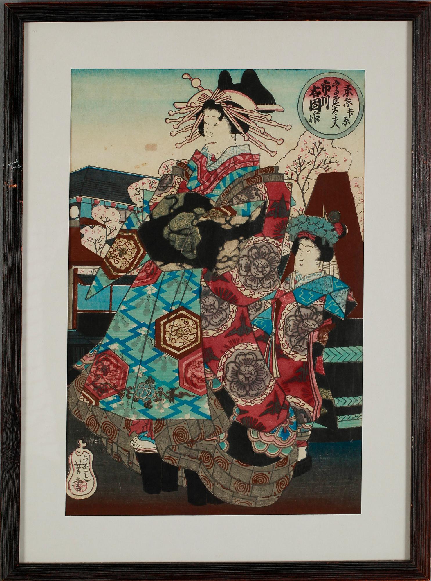 OKÄND KONSTNÄR, 3 st, kolorerade träsnitt, Japan, 1800-/1900-tal.