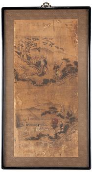 1821. A Korean painting of figures in a landscape, anonymous artist, 18th/19th Century.
