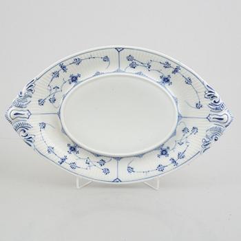 A 'Blue Fluted Plain' / 'Musselmalet' tureen with cover and stand, Royal Copenhagen, 19th century, stand 20th century.