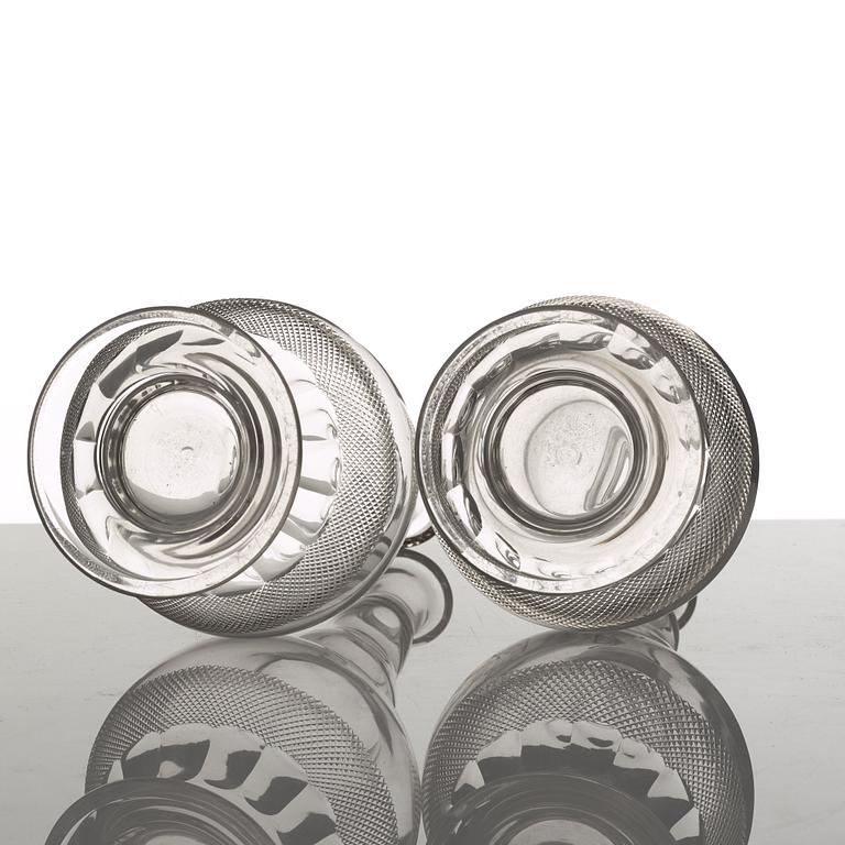 Two Bohemian glass bottles, 20th Century.