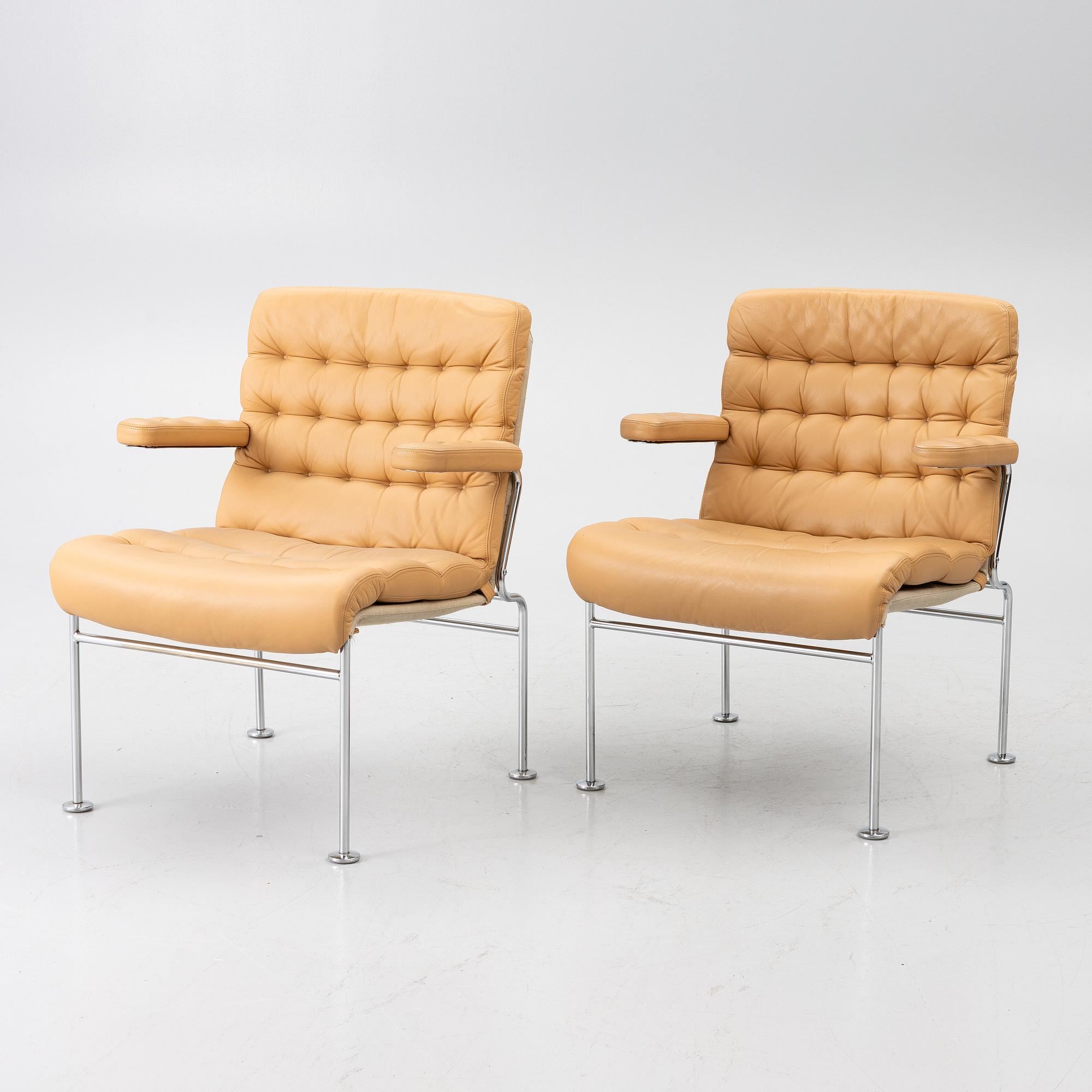 Bruno Mathsson, Armchairs, a pair, "Birgitta", Dux.